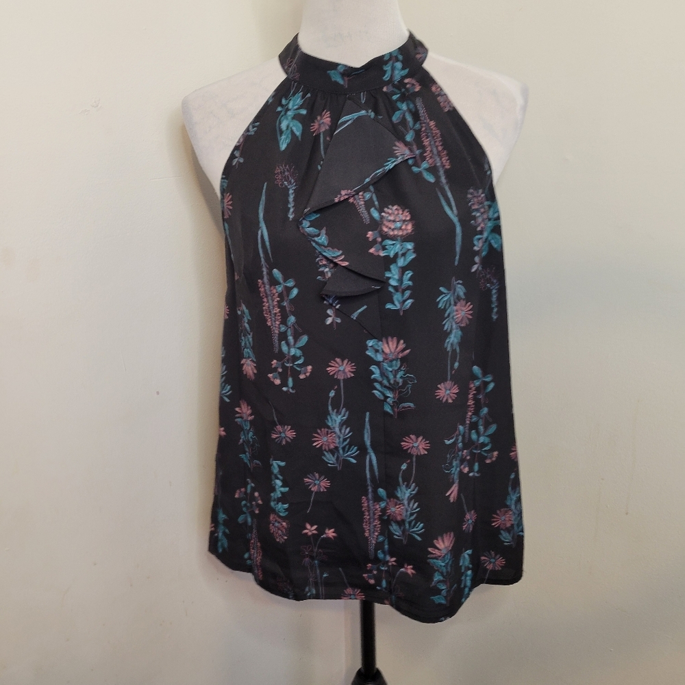 BCBG Generation Women’s Sleeveless Floral Blouse Black Size Small
